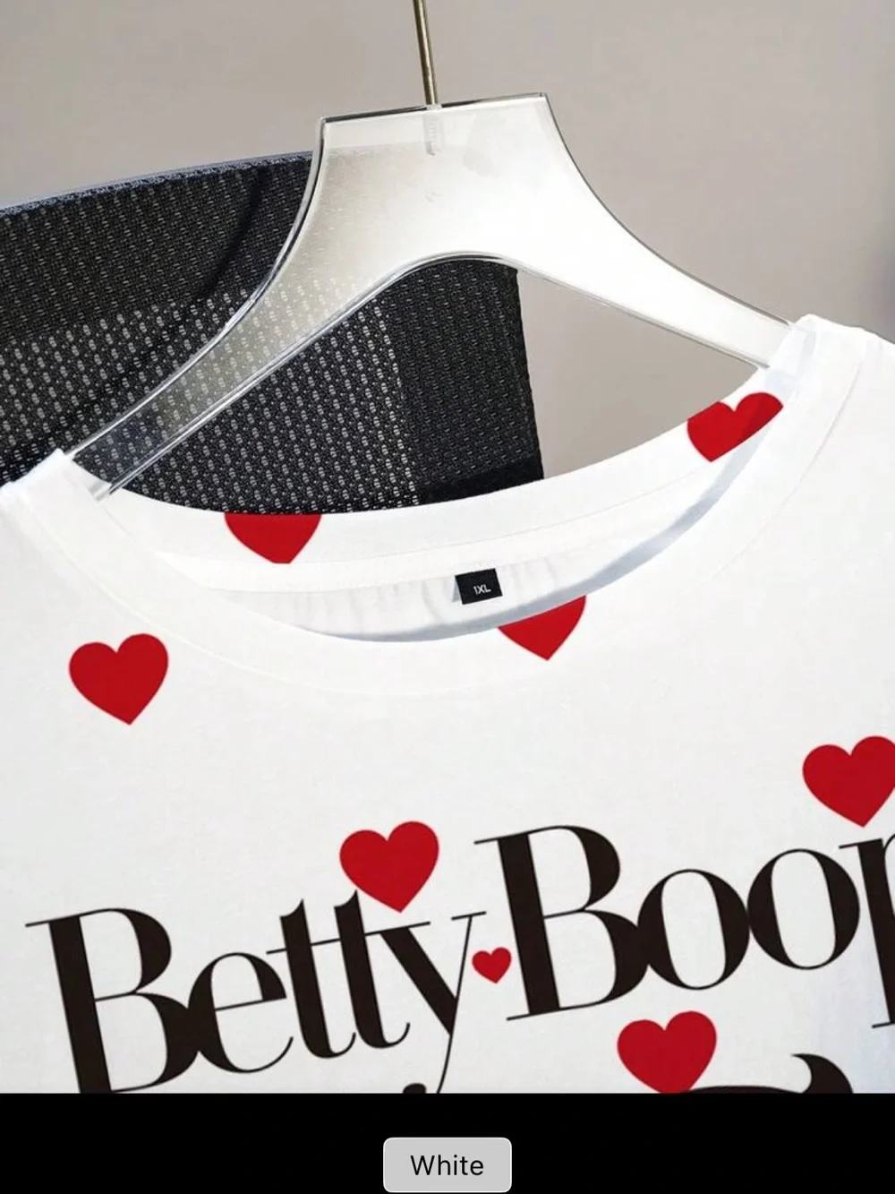 Betty Boop White Tee with Red Heart Motif - Picture 3 of 8